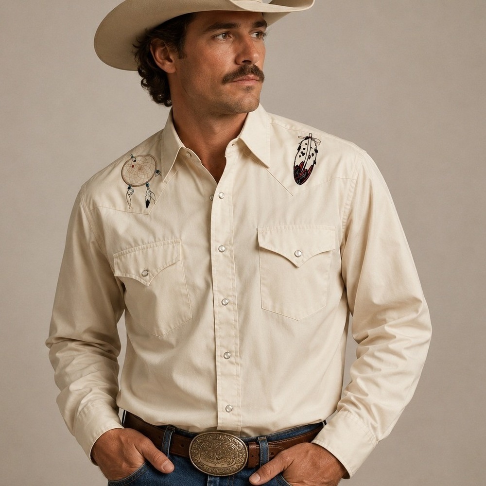 Vintage Sheplers Western‎ Shirt Mens 16-34 Pearl Snap Embroidered Cowboy Rodeo